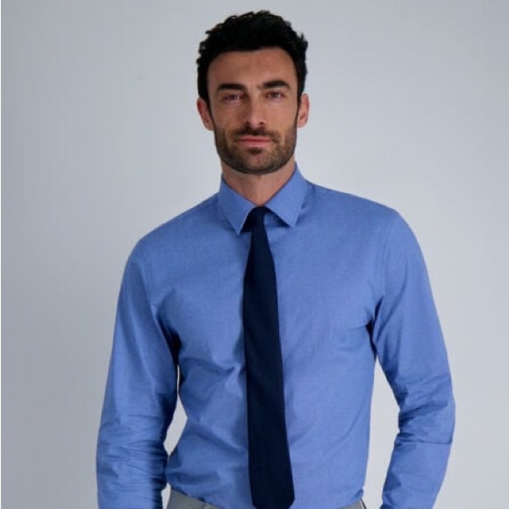 Premium Comfort Dress Shirt - Blue Dobby